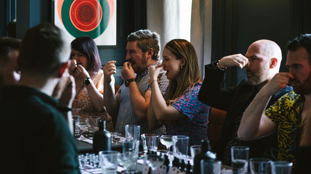 Corporate team doing taste test in Sensorium